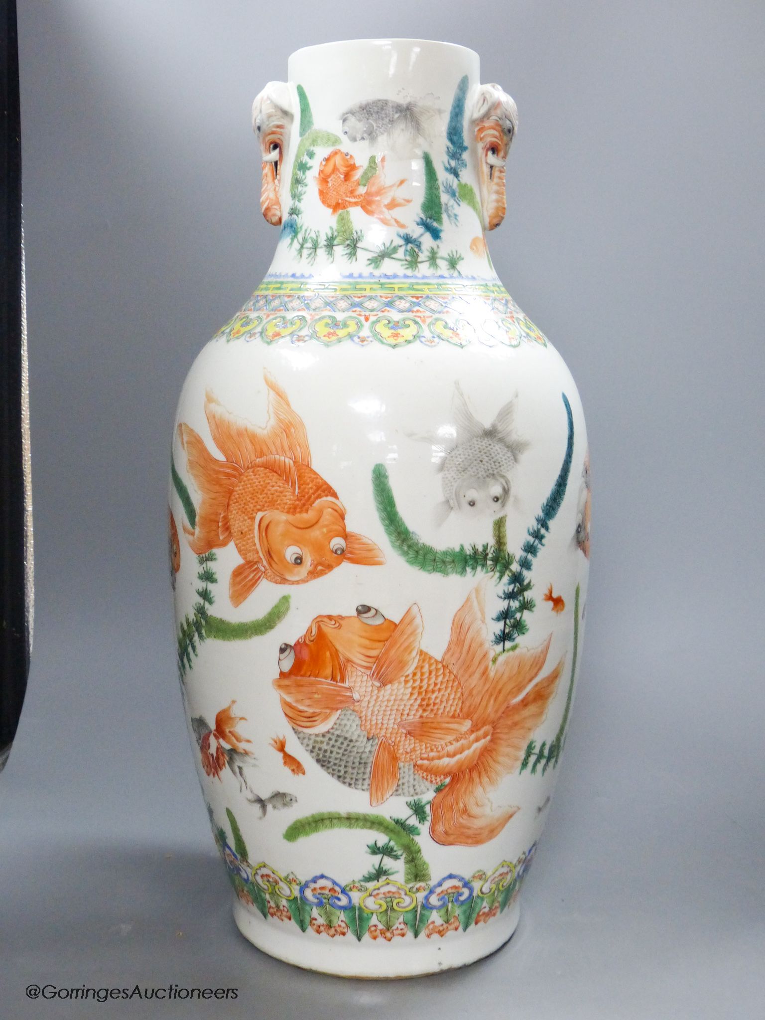 An early 20th century Chinese 'goldfish' vase, height 53cm